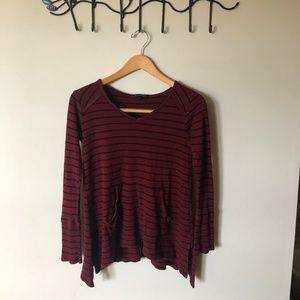 Red & Black striped casual top